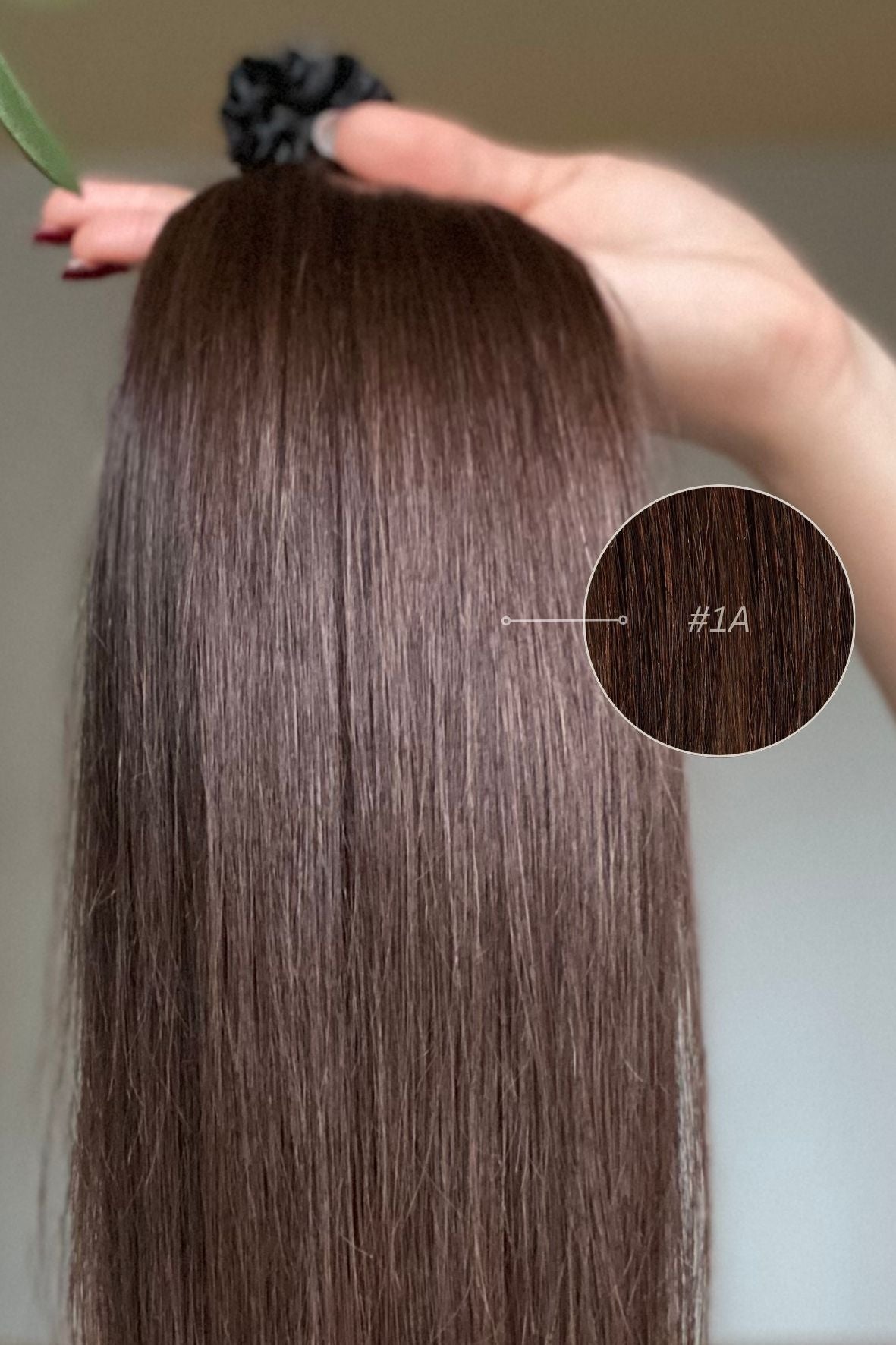 Dabīgi mati pieaudzēšanai TAPE-IN tehnikā, tonis #1A, 50 grami, 30cm-75 cm