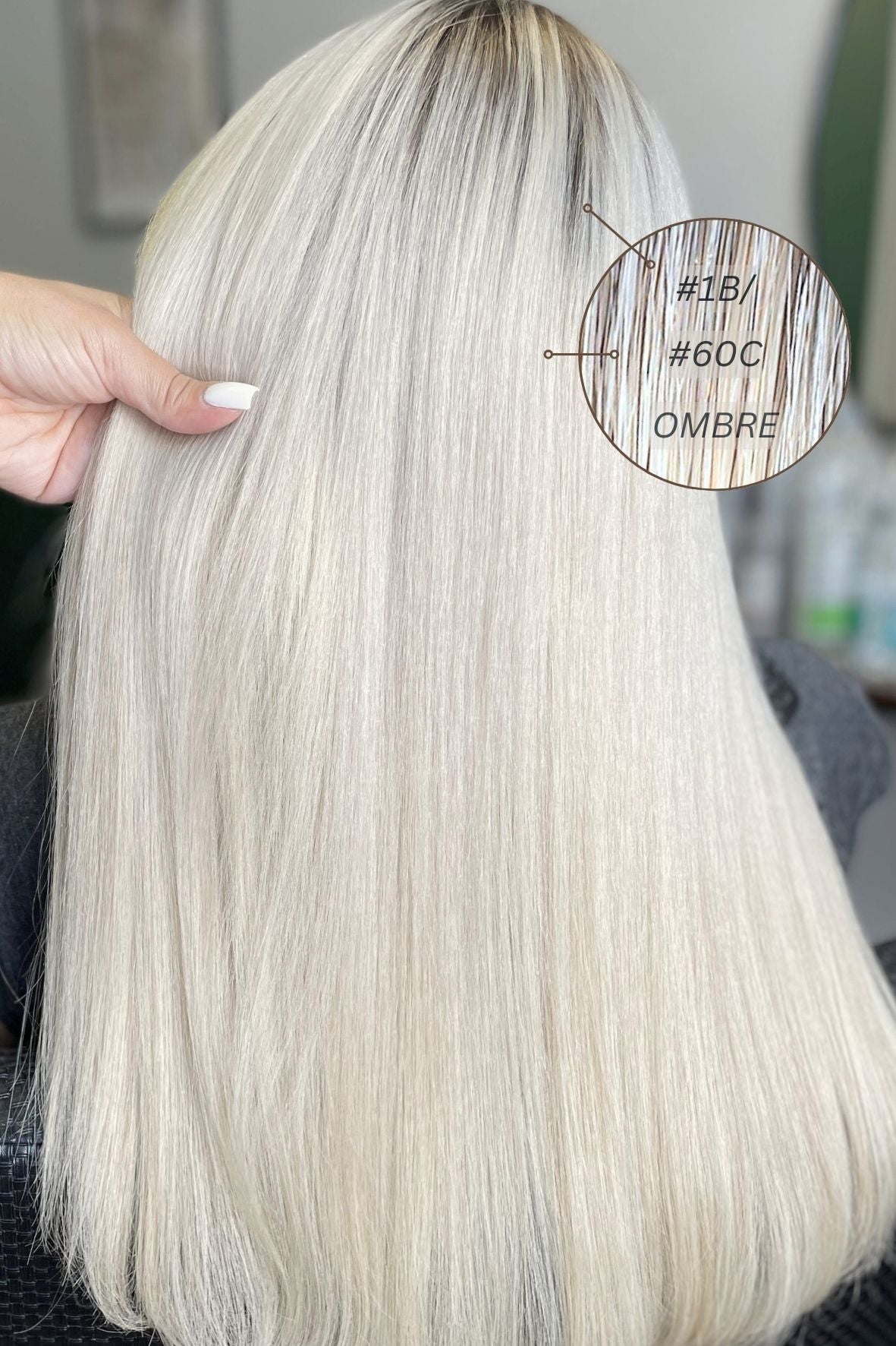 Dabīgi mati pieaudzēšanai TAPE-IN tehnikā, tonis #1B/60 OMBRE, 50 grami, 30cm-75 cm
