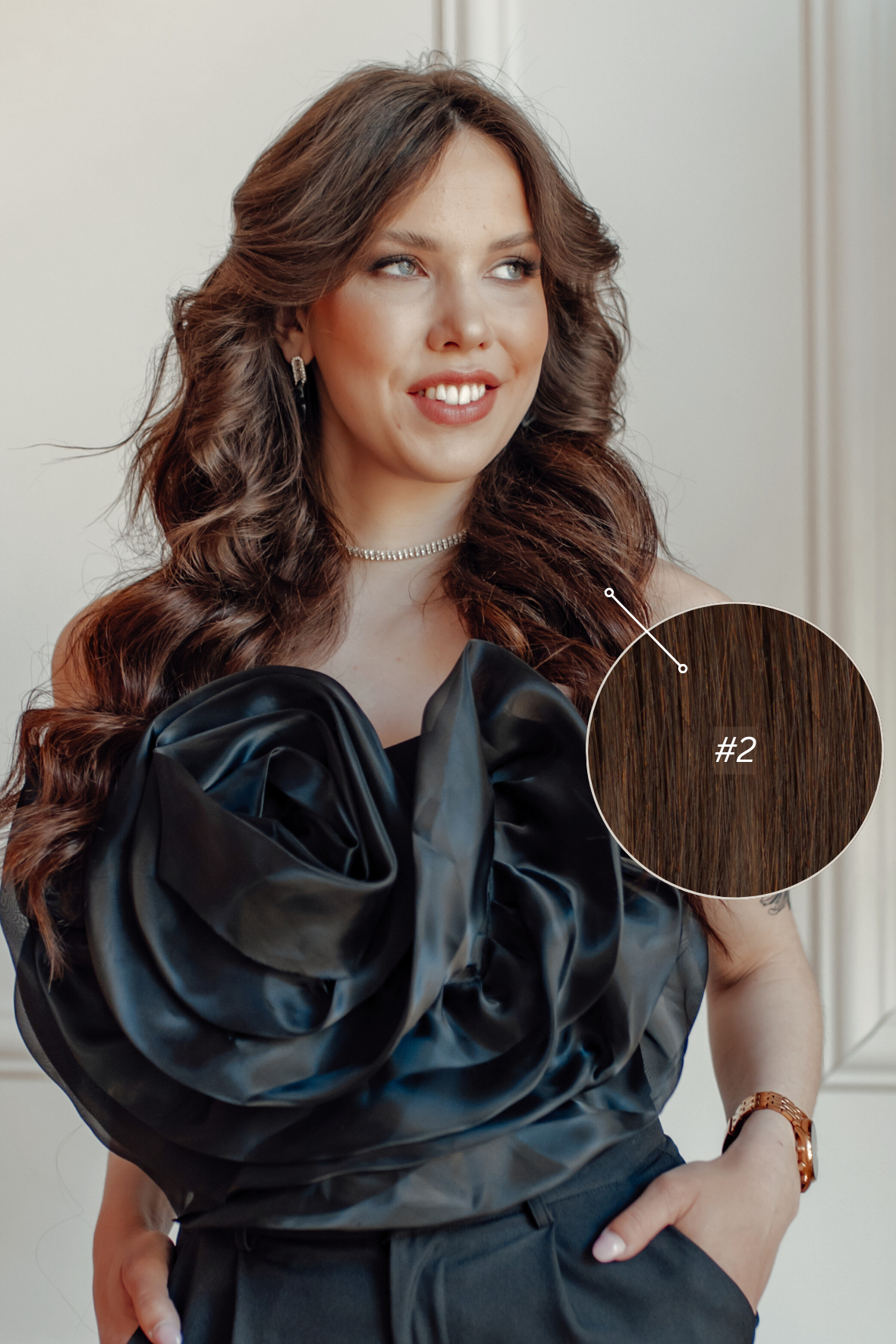 Dabīgi mati pieaudzēšanai TAPE-IN tehnikā, tonis #2, 50 grami, 30cm-75 cm