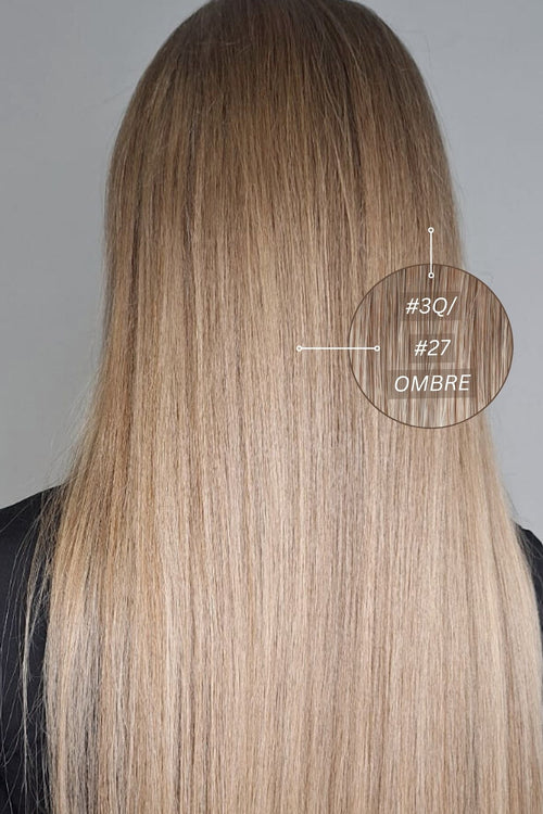 Dabīgi mati pieaudzēšanai TAPE-IN tehnikā, tonis #3Q/27 OMBRE, 50 grami, 30cm-75 cm