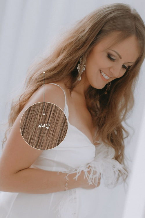 Dabīgi mati pieaudzēšanai TAPE-IN tehnikā, tonis #4Q, 50 grami, 30cm-75 cm