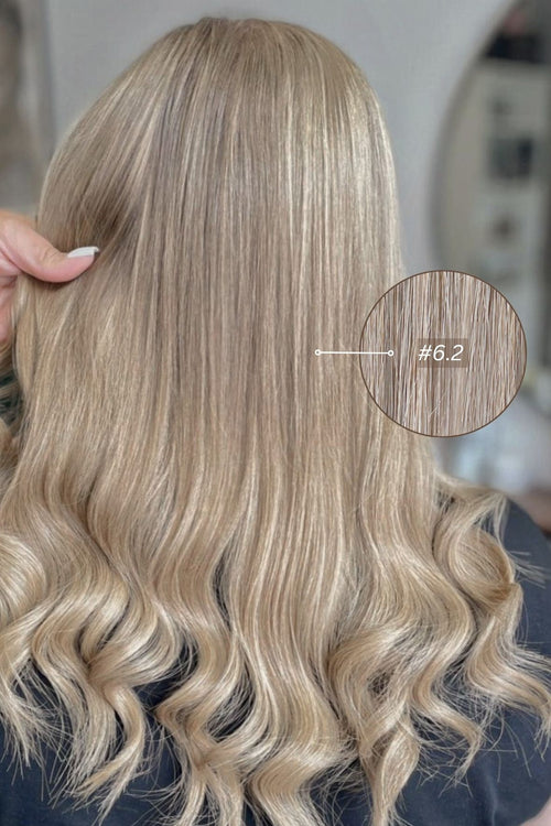 Dabīgi mati pieaudzēšanai TAPE-IN tehnikā, tonis #6.2, 50 grami, 30cm-75 cm