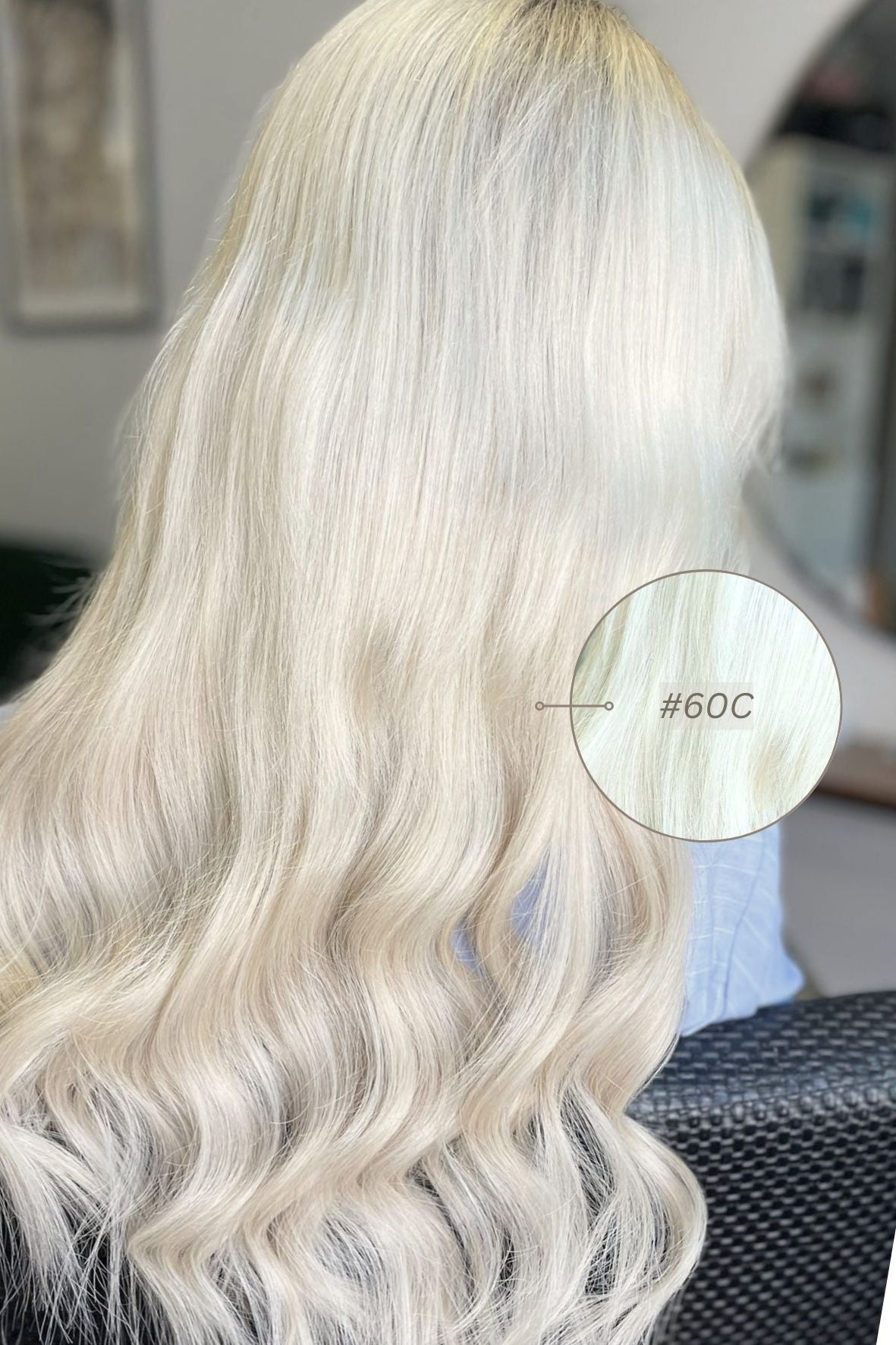 Dabīgi mati pieaudzēšanai TAPE-IN tehnikā, tonis #60C, 50 grami, 30cm-75 cm