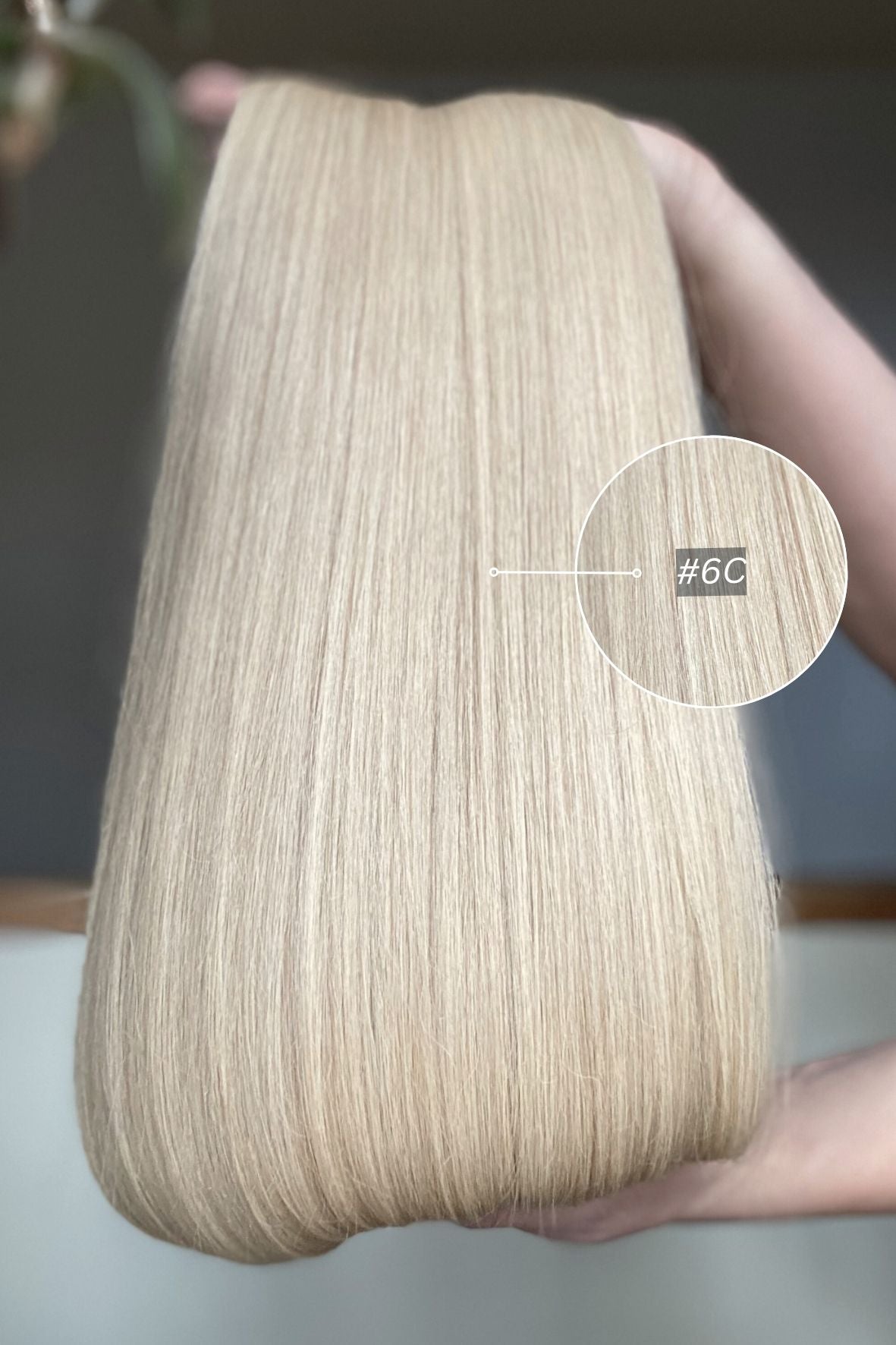 Dabīgi mati pieaudzēšanai TAPE-IN tehnikā, tonis #6C, 50 grami, 30cm-75 cm