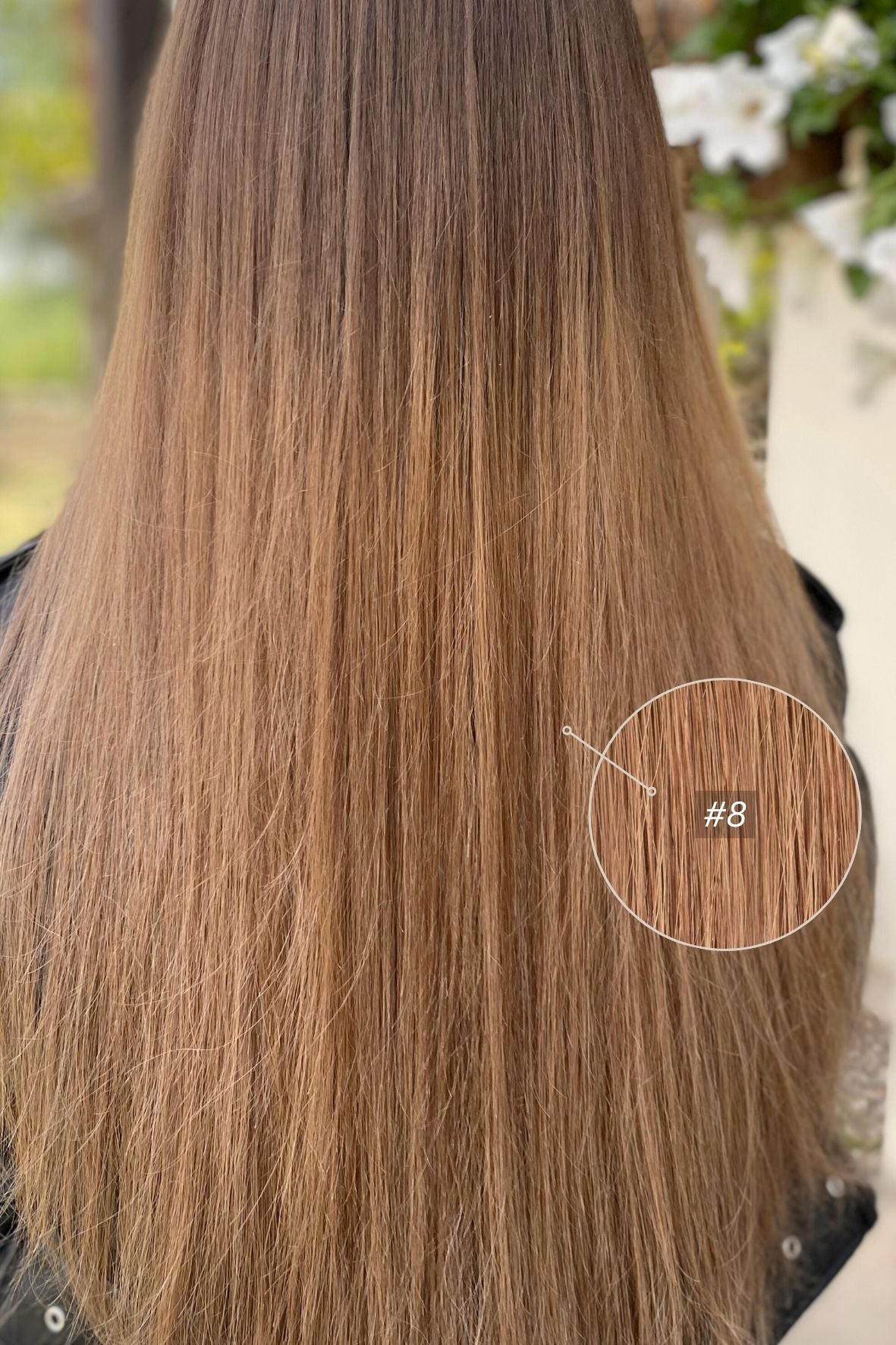 Dabīgi mati pieaudzēšanai TAPE-IN tehnikā, tonis #8, 50 grami, 30cm-75 cm