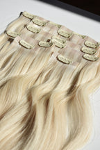 MATU NOMA - 45 cm,  #613+#PLA - CLIP-IN dabīgo matu komplekts ar sprādzēm