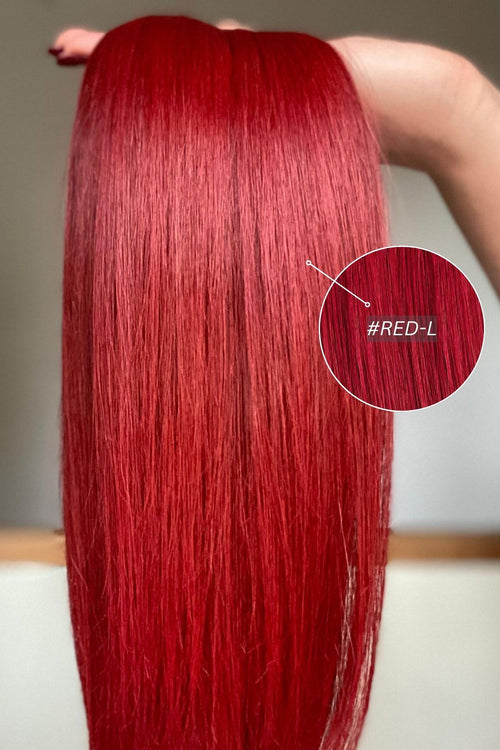 Dabīgi mati pieaudzēšanai TAPE-IN tehnikā, tonis #RED-L, 50 grami, 30cm-75 cm