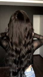 Dabīgi mati pieaudzēšanai TAPE-IN tehnikā, tonis #1B, 50 grami, 30cm-75 cm